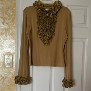 Elegant Ruffled Tan Women's Top